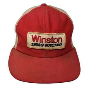 Winston Drag Racing Snapback Trucker Hat Red One Size Embroidered Vintage